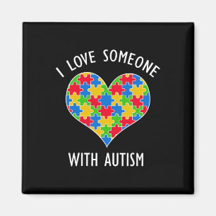 Íman Eu Amo Alguém Com Autismo Quebra-Cabeça Coração Co