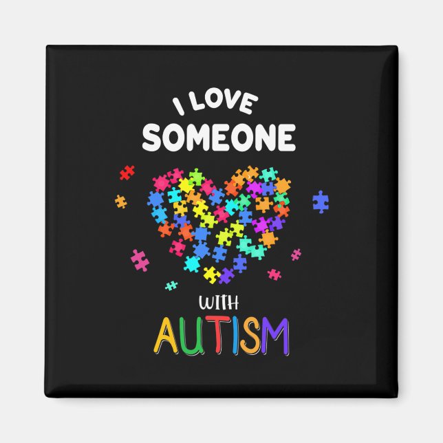 Íman Eu Amo Alguém Com Autismo Tee Autism Fala Com Cons (Frente)
