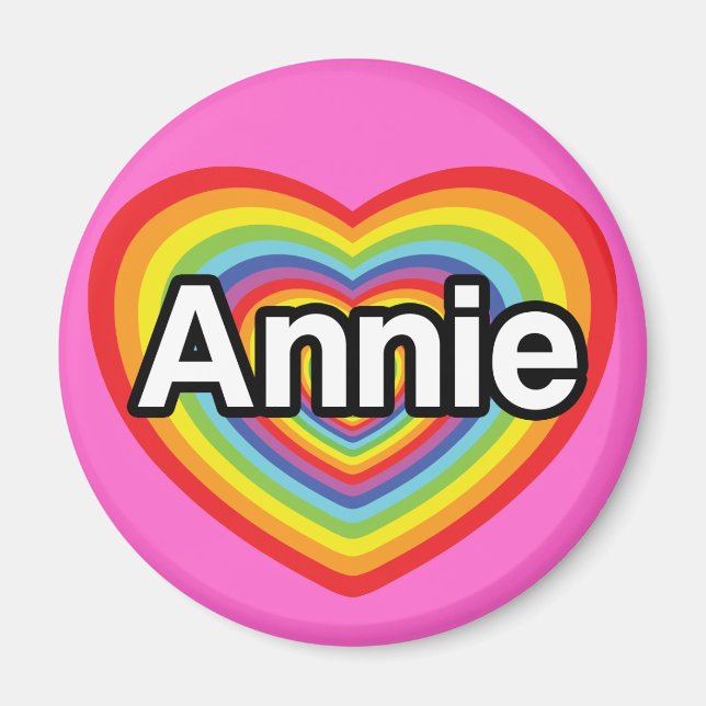 Íman Eu amo Annie, coração arco-íris (Frente)