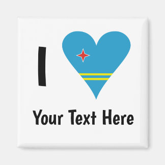 Íman Eu Amo (Bandeira do Coração de Aruba) Personalizad