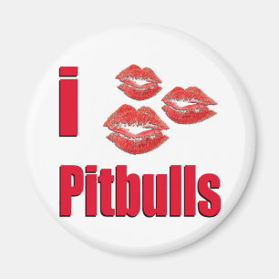 Íman Eu amo cães de Pitbull, beijos do batom loucos