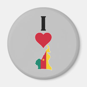 Íman Eu Amo Camarões Vertical I Heart Country Flag Map