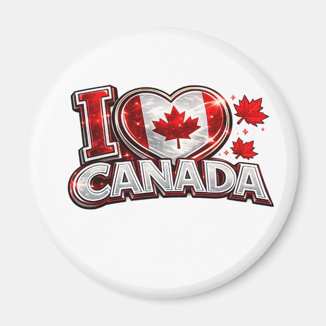 Íman Eu Amo Canadá Fã de Futebol Patriótico | Canadense (Frente)