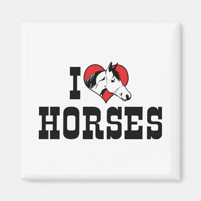 Íman Eu Amo Cavalos Coração - Amante de Cavalos (Frente)