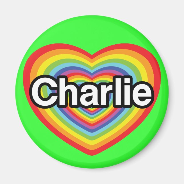 Íman Eu amo Charlie: coração arco-íris (Frente)
