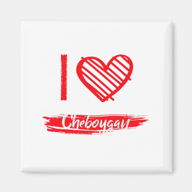 Íman Eu Amo Cheboygan Eu Coração Cheboygan (Frente)