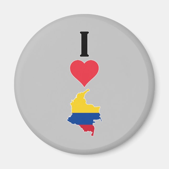 Íman Eu Amo Colômbia Vertical I Heart Country Flag Map (Frente)