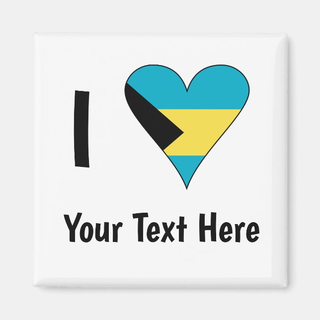 Íman Eu Amo (Coração com Bandeira das Bahamas) Personal (Frente)