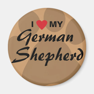 Íman Eu amo (coração) meu german shepherd Pawprint