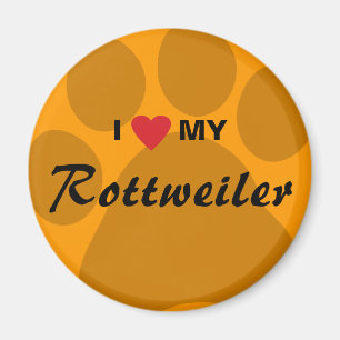 Íman Eu amo (coração) meu Rottweiler Pawprint
