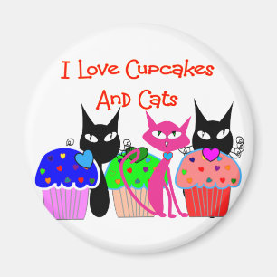 Íman "Eu amo cupcakes e gatos"--Presentes dos amantes