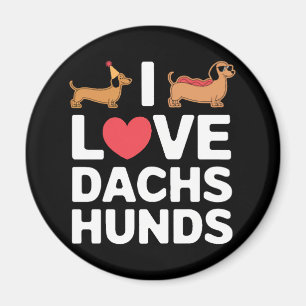 Íman Eu Amo Dachshunds Ilustração Divertida com Estilo