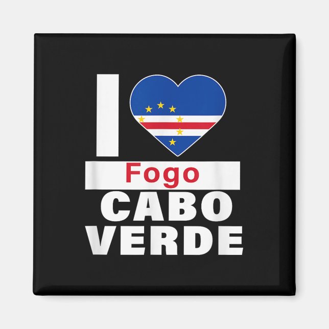 Íman Eu Amo Fogo Cabo Verde Com Coração da Bandeira de  (Frente)