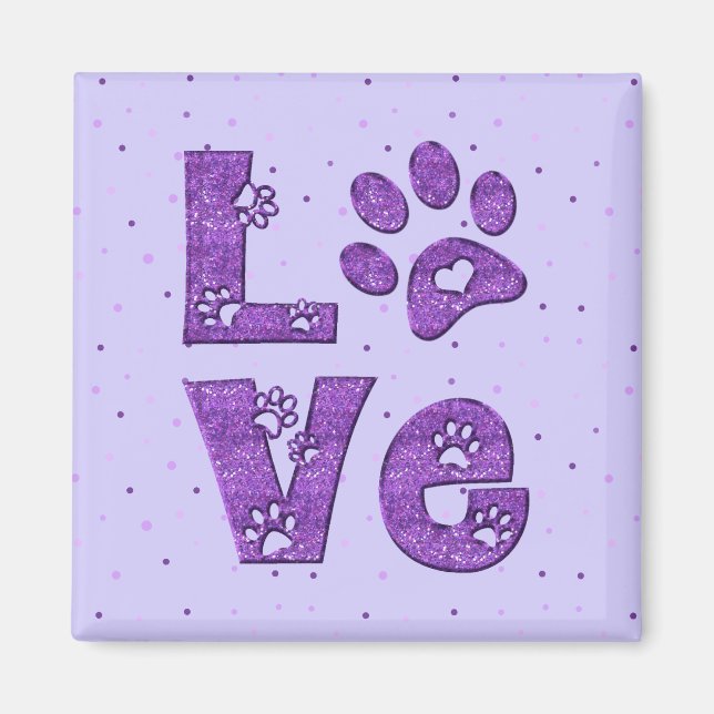 Íman Eu amo gatos - roxo (Frente)