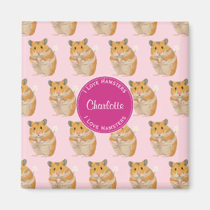 Íman Eu amo Hamsters Pink Hamster Pattern