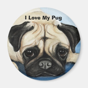 Íman "Eu amo ímã da arte do cão do meu Pug"