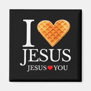 Íman Eu Amo Jesus Coração de Waffle Divertido Café da M