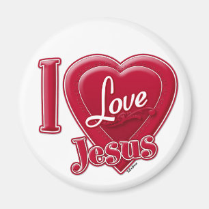 Íman Eu Amo Jesus Coração Vermelho
