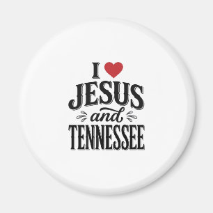 Íman Eu Amo Jesus e Tennessee Vintage Desenho Cristão