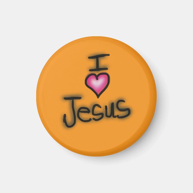 Íman Eu Amo Jesus Eu Adoro Jesus Laranja (Frente)