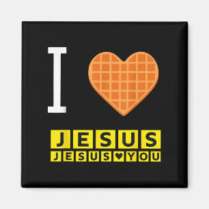Íman Eu Amo Jesus Waffle Heart Engraçado Christian Brea
