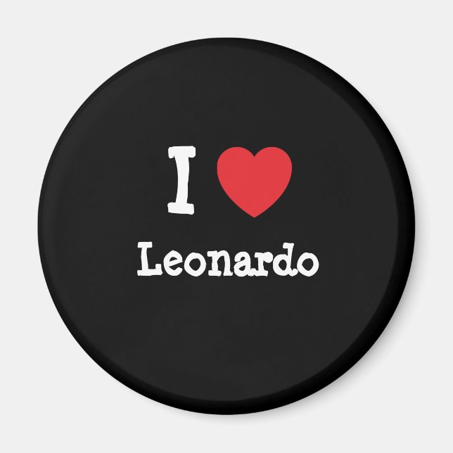 Íman Eu amo Leonardo coração personalizado (Frente)