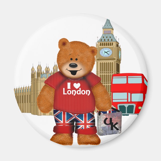 Íman Eu Amo Londres - Urso Teddy (Frente)