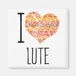 Íman Eu Amo Lute Orange Mandala Heart