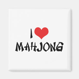 Íman Eu Amo Mahjong de Coração - Amante de Mah Jong