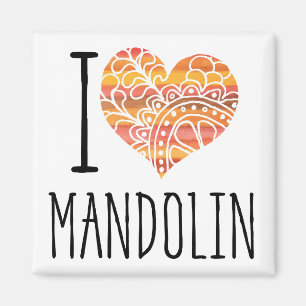 Íman Eu Amo Mandolin Orange Mandala Heart