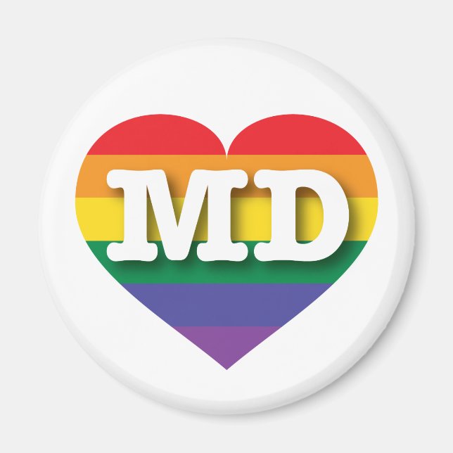 Íman Eu amo Maryland Orgulho gay Rainbow Heart (Frente)