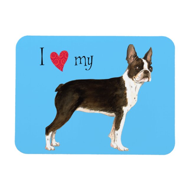 Íman Eu amo meu Boston Terrier (Horizontal)