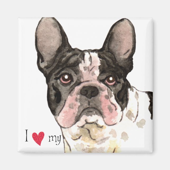 Íman Eu amo meu Buldogue Francês (Frente)