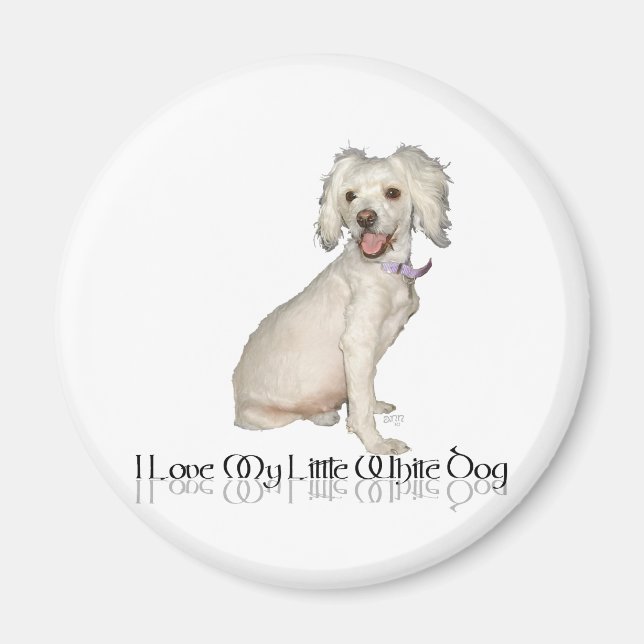 Íman Eu Amo Meu Cachorrinho Branco - Poodle / Bichon Mi (Frente)