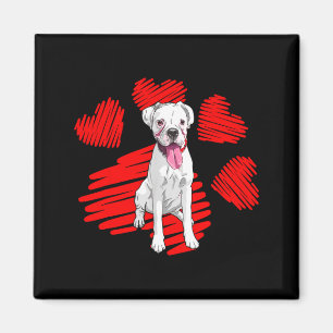 Íman Eu Amo Meu Cachorro Boxer Branco Pata Coração Dia