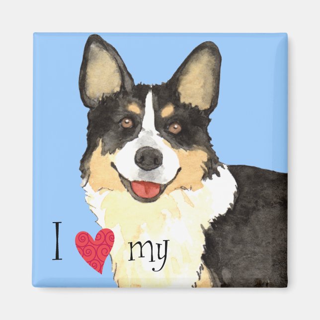 Íman Eu amo meu Cardigan Welsh Corgi (Frente)