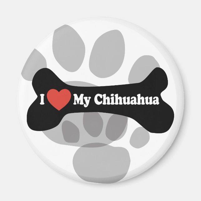 Íman Eu Amo Meu Chihuahua - Osso Do Cachorro (Frente)