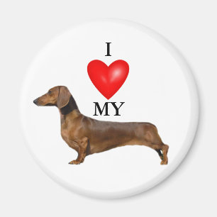 Íman Eu Amo Meu Coração Vermelho Dachshund