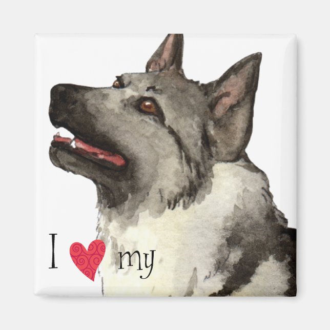 Íman Eu amo meu Elkhound norueguês (Frente)