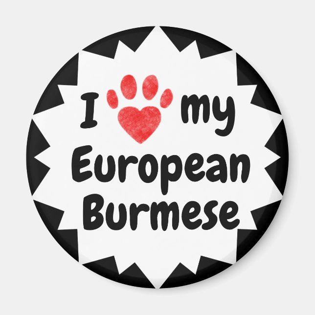 Íman Eu Amo Meu Gato Birmanês Europeu (Frente)