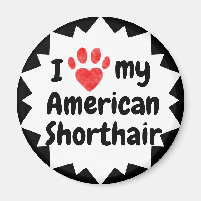 Íman Eu Amo Meu Gato De Ar Curto Americano (Frente)