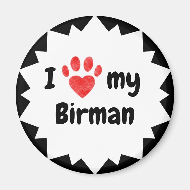 Íman Eu Amo Meu Gato De Birman (Frente)