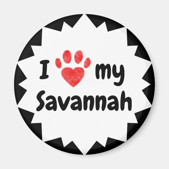 Íman Eu Amo Meu Gato De Savana (Frente)