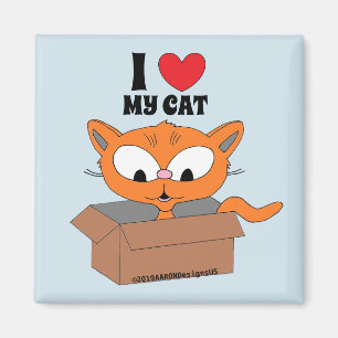 Íman "Eu amo meu gato" gato de desenho animado fofo em 