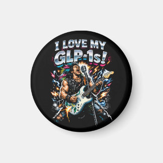 Íman Eu Amo Meu GLP-1s Guitarrista de Rock Gráfico Neon