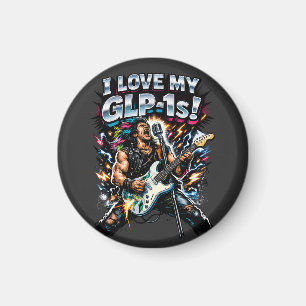 Íman Eu Amo Meu GLP-1s Guitarrista Gráfico Neon