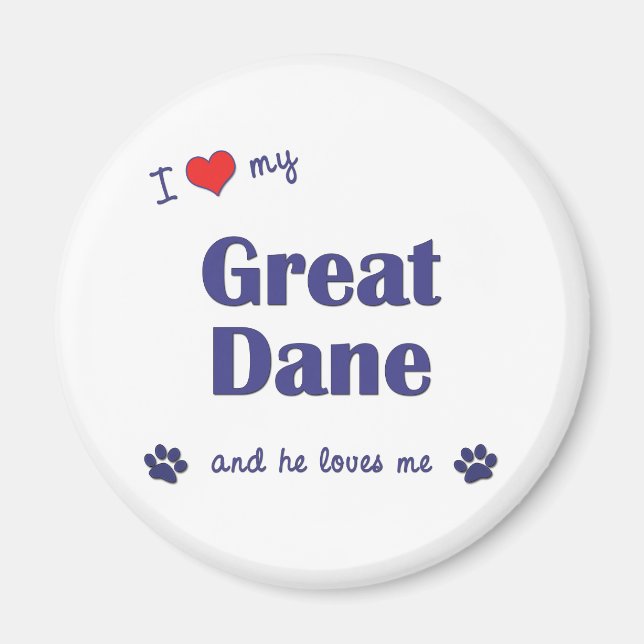 Íman Eu Amo Meu Grande Dane (Cachorro Masculino) (Frente)