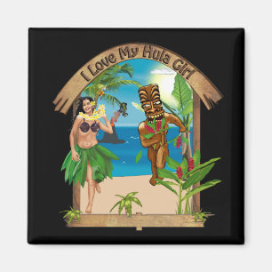 Íman Eu amo meu ímã de Tiki da menina de Hula