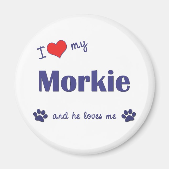 Íman Eu Amo Meu Morkie (Cachorro Masculino) (Frente)