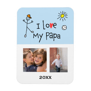Íman Eu Amo Meu Papai 2 Ímã Personalizado com Foto